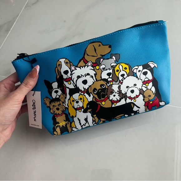 Marc Tetro Handbags - Marc Tetro Dog Print Blue Clutch Cosmetic Bag Large Pouch NWT